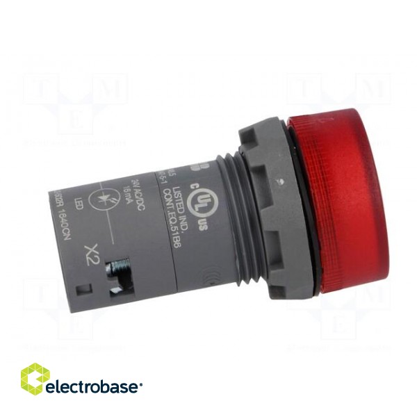Control lamp | 22mm | CL2 | -25÷70°C | Illumin: LED | Ø22mm | 24VAC | red paveikslėlis 7