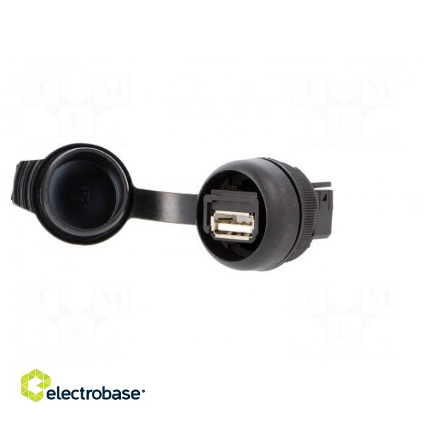 USB socket | 22mm | FrontCom | -40÷70°C | Ø22mm | IP65 | Colour: black image 2