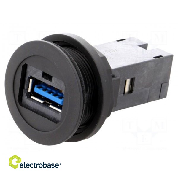 USB socket | 22mm | har-port | -25÷70°C | Ø22.3mm | IP20 | Colour: black image 1