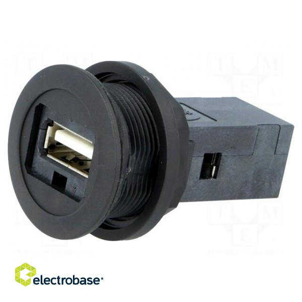 USB socket | 22mm | har-port | -25÷70°C | Ø22.3mm | IP20 | black фото 1