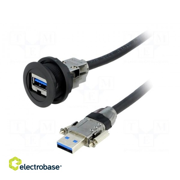 USB socket | 22mm | har-port | -25÷70°C | Ø22.3mm | IP20 | Colour: black