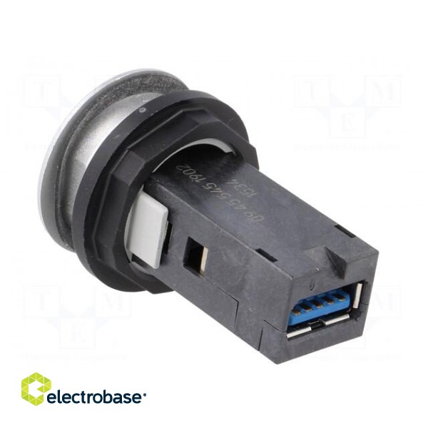 USB socket | 22mm | har-port | -25÷70°C | Ø22.3mm | IP20 | Colour: silver фото 4