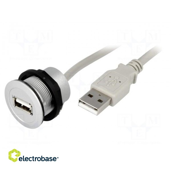 USB socket | 22mm | har-port | -25÷70°C | Ø22.3mm | IP20 | silver