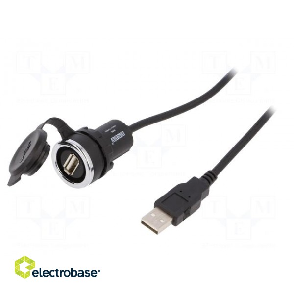 USB socket | 22mm | IP65 | on panel | 1m | Mat: plastic
