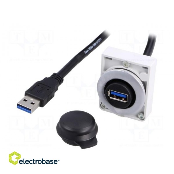 USB socket | 30mm | RMQ-Titan | Ø30.5mm | IP20 | Len: 0.3m | USB 3.0 A/A