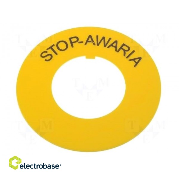 Warning plate | 30mm | Ømount.hole: 30.5mm | Ø: 60mm | PVC