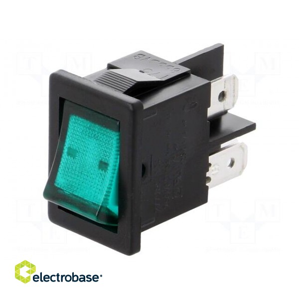 ROCKER | DPST | Pos: 2 | ON-OFF | 10A/250VAC | green | neon lamp | 230V image 1