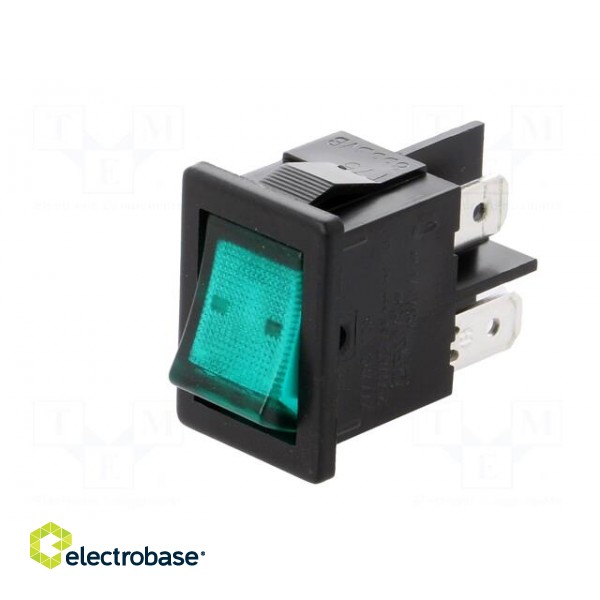ROCKER | DPST | Pos: 2 | ON-OFF | 10A/250VAC | green | neon lamp | 230V image 2