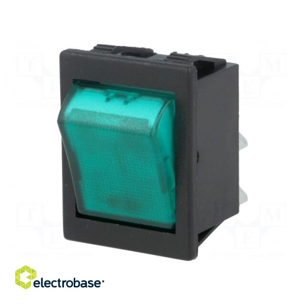 ROCKER | DPST | Pos: 2 | OFF-ON | 16A/250VAC | green | neon lamp 250V image 1