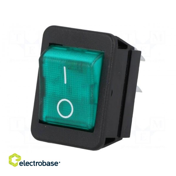 ROCKER | DPST | Pos: 2 | OFF-ON | 16A/250VAC | green | neon lamp 250V image 1