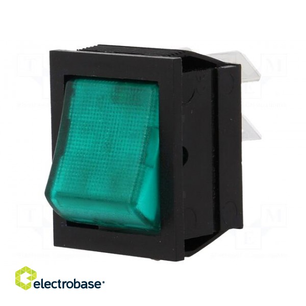 ROCKER | DPST | Pos: 2 | ON-OFF | 16A/250VAC | green | neon lamp | 250V image 1