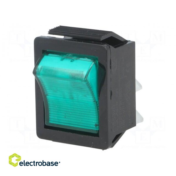 ROCKER | DPST | Pos: 2 | OFF-ON | 16A/250VAC | green | neon lamp 250V фото 1