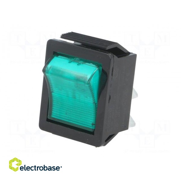 ROCKER | DPST | Pos: 2 | ON-OFF | 16A/250VAC | green | neon lamp | 250V image 2