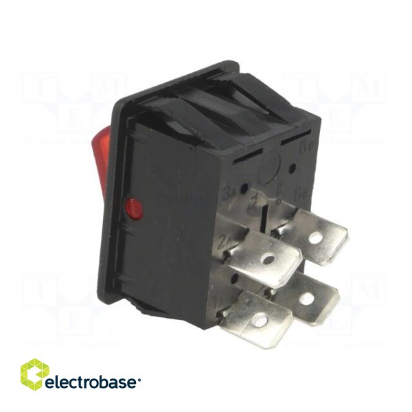 ROCKER | DPST | Pos: 2 | OFF-ON | 16A/250VAC | red | neon lamp 250V фото 4