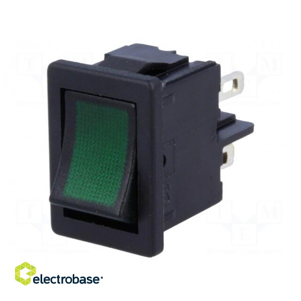 ROCKER | DPST | Pos: 2 | ON-OFF | 4A/250VAC | green | IP40 | filament lamp image 1
