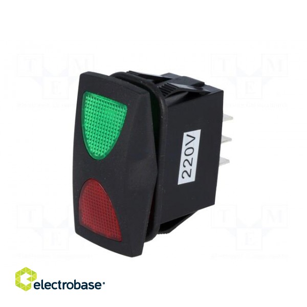 ROCKER | SP3T | Pos: 3 | ON-OFF-ON | 10A/250VAC | green-red | IP66 | LED paveikslėlis 2