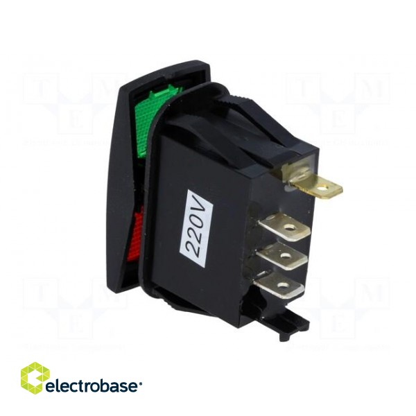 ROCKER | SP3T | Pos: 3 | ON-OFF-ON | 10A/250VAC | green-red | IP66 | LED фото 4