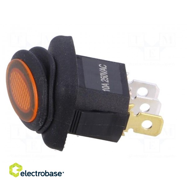 ROCKER | SPST | Pos: 2 | ON-OFF | 10A/250VAC | orange | IP65 | neon lamp image 3