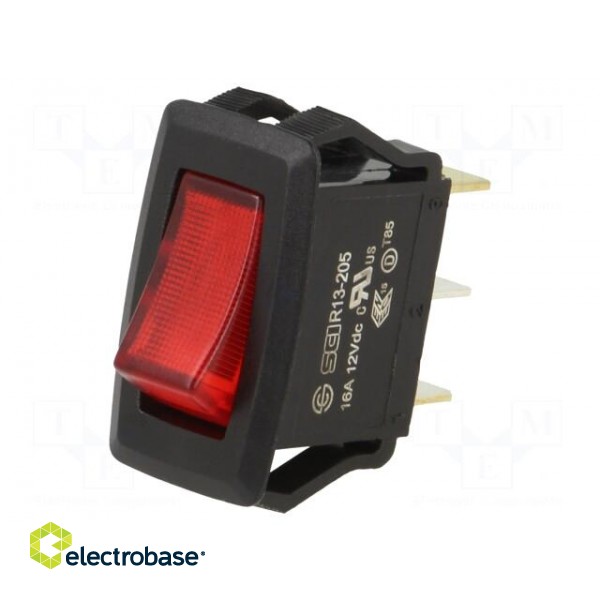 ROCKER | SPST | Pos: 2 | ON-OFF | 16A/12VDC | red | LED | Rcont max: 50mΩ image 1