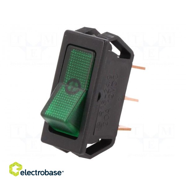 ROCKER | SPST | Pos: 2 | ON-OFF | 20A/12VDC | green | neon lamp | 50mΩ image 1