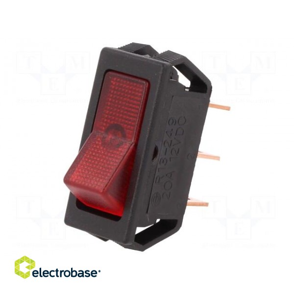 ROCKER | SPST | Pos: 2 | OFF-ON | 20A/12VDC | red | neon lamp | 50mΩ image 1