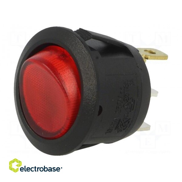 ROCKER | SPST | Pos: 2 | OFF-ON | 6A/250VAC | red | neon lamp 230V image 1