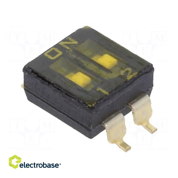 Switch: DIP-SWITCH | OFF-ON | 0.025A/24VDC | Pos: 2 | -40÷85°C | SMD