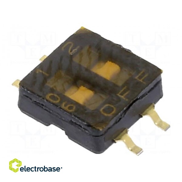 Switch: DIP-SWITCH | OFF-ON | 0.1A/50VDC | Pos: 2 | -40÷105°C | SMD | SMS