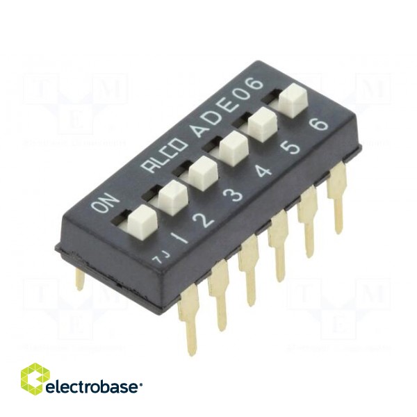 Switch: DIP-SWITCH | Poles number: 6 | ON-OFF | 0.1A/24VDC | Pos: 2
