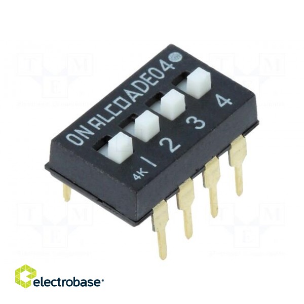 Switch: DIP-SWITCH | Poles number: 4 | ON-OFF | 0.1A/24VDC | Pos: 2