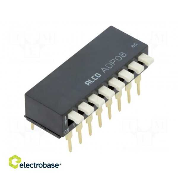 Switch: DIP-SWITCH | ON-OFF | 0.1A/24VDC | Pos: 2 | -30÷85°C | THT | ADP