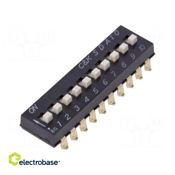 Switch: DIP-SWITCH | Poles number: 10 | ON-OFF | 0.025A/24VDC | Pos: 10