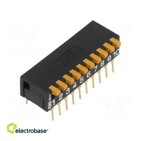 Switch: DIP-SWITCH | Poles number: 10 | ON-OFF | 0.03A/30VDC | Pos: 2