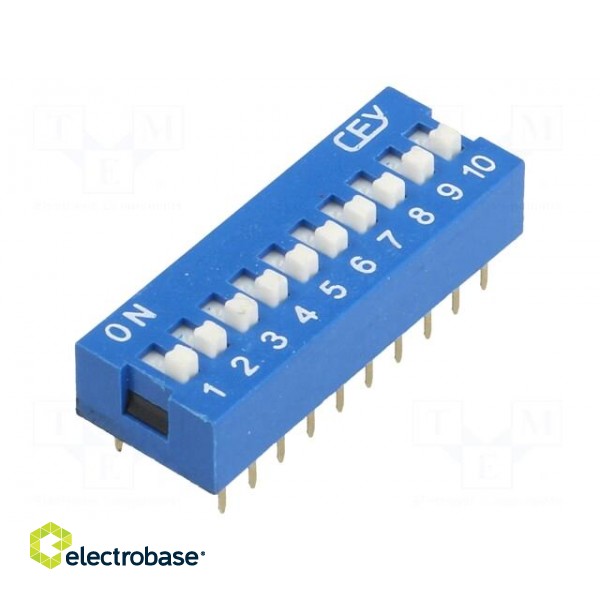 Switch: DIP-SWITCH | Poles number: 10 | ON-OFF | 0.05A/12VDC | Pos: 2