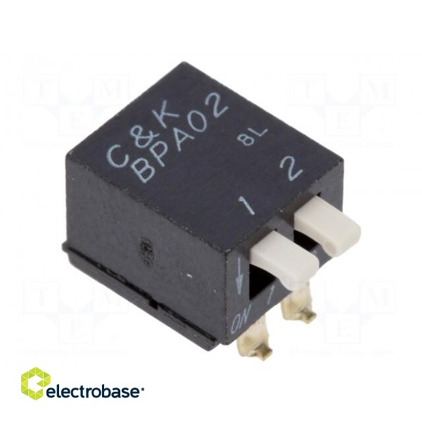 Switch: DIP-SWITCH | Poles number: 2 | 0.1A/5VDC | Pos: 2 | -20÷85°C