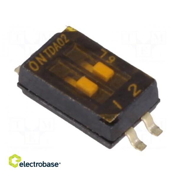 Switch: DIP-SWITCH | Poles number: 2 | OFF-ON | 0.025A/24VDC | Pos: 2