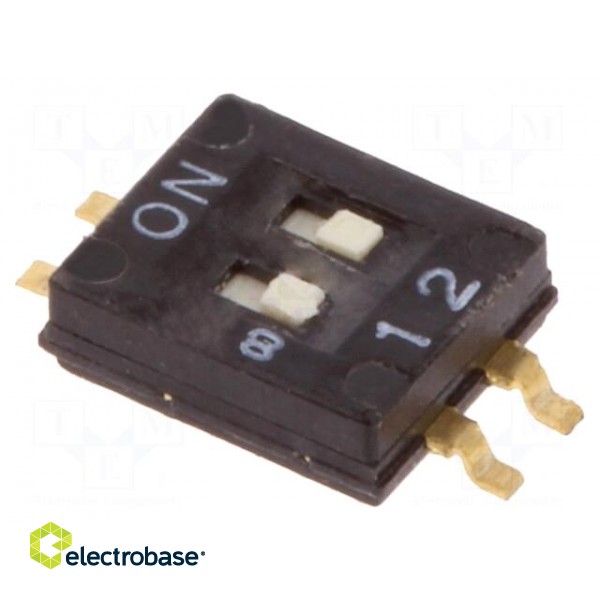 Switch: DIP-SWITCH | Poles number: 2 | ON-OFF | 0.025A/24VDC | Pos: 2