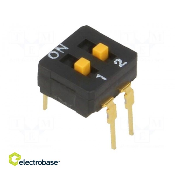 Switch: DIP-SWITCH | Poles number: 2 | ON-OFF | 0.03A/30VDC | Pos: 2