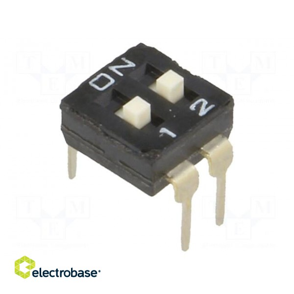 Switch: DIP-SWITCH | Poles number: 2 | ON-OFF | 0.1A/24VDC | Pos: 2