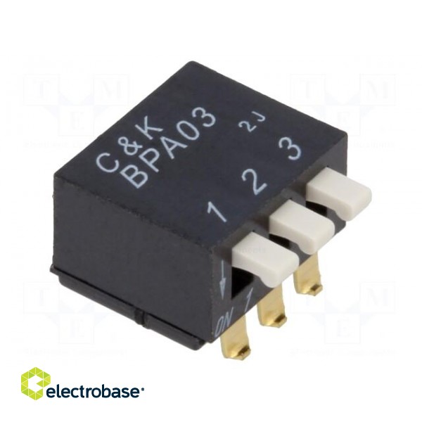 Switch: DIP-SWITCH | Poles number: 3 | OFF-ON | 0.025A/24VDC | Pos: 2
