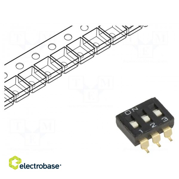 Switch: DIP-SWITCH | Poles number: 3 | ON-OFF | 0.025A/24VDC | Pos: 2
