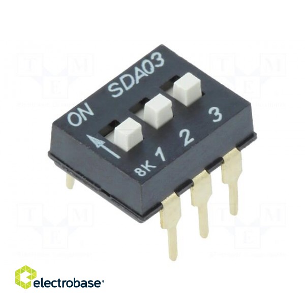 Switch: DIP-SWITCH | Poles number: 3 | ON-OFF | 0.025A/24VDC | Pos: 3