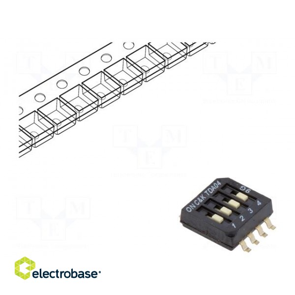 Switch: DIP-SWITCH | Poles number: 4 | OFF-ON | 0.025A/24VDC | Pos: 2