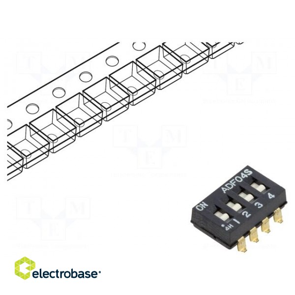 Switch: DIP-SWITCH | Poles number: 4 | ON-OFF | -0.025A/24VDC | Pos: 2