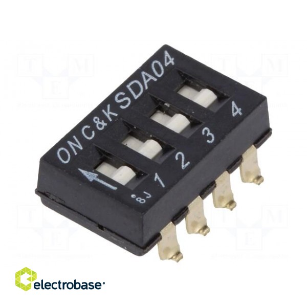 Switch: DIP-SWITCH | Poles number: 4 | ON-OFF | 0.025A/24VDC | Pos: 4