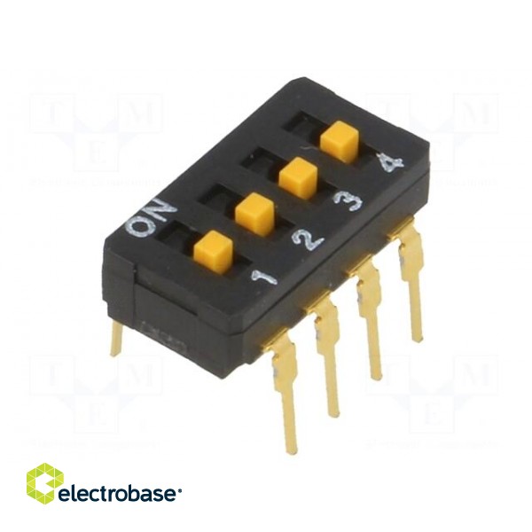 Switch: DIP-SWITCH | Poles number: 4 | ON-OFF | 0.03A/30VDC | Pos: 2