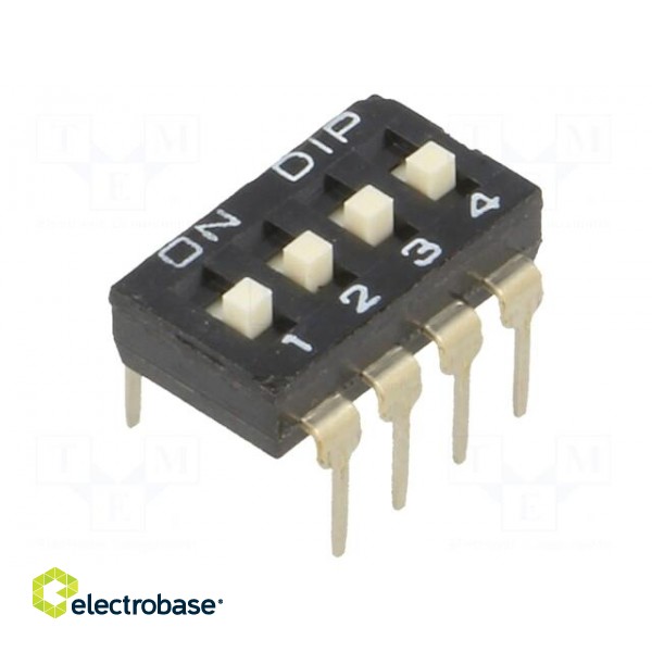Switch: DIP-SWITCH | Poles number: 4 | ON-OFF | 0.1A/24VDC | Pos: 2