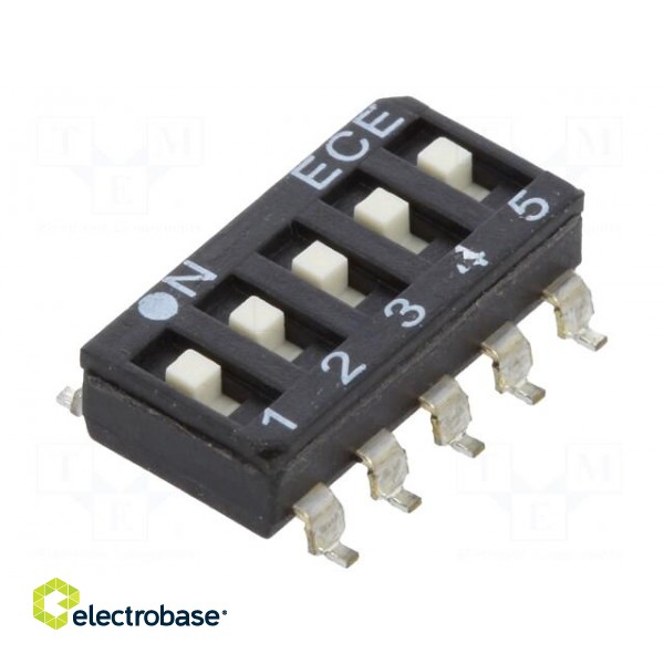 Switch: DIP-SWITCH | Poles number: 5 | OFF-ON | 0.025A/24VDC | Pos: 2