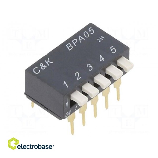 Switch: DIP-SWITCH | Poles number: 5 | ON-OFF | 0.025A/24VDC | Pos: 2