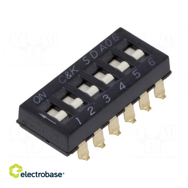 Switch: DIP-SWITCH | Poles number: 6 | ON-OFF | 0.025A/24VDC | Pos: 6